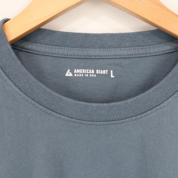 American Giant Men's Short Sleeve Pocket Tee Stormy Weather Blue Size L NWOT - Picture 3 of 6